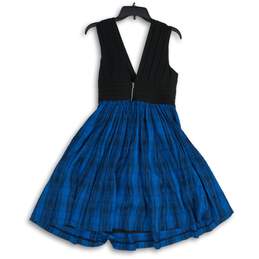 NWT Tracy Reese Womens Blue Black Sleeveless V-Neck Fit & Flare Dress Size 8 alternative image