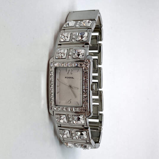 Designer Fossil ES1512 Silver-Tone Stainless Steel 19mm Quartz Wristwatch image number 1
