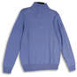 Mens Blue Knitted Mock Neck Long Sleeve Pullover Sweater Size Medium image number 2