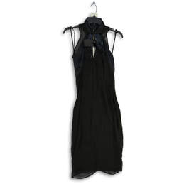 NWT Womens Black Embellished Keyhole Halter Neck Midi Sheath Dress Size 38 alternative image