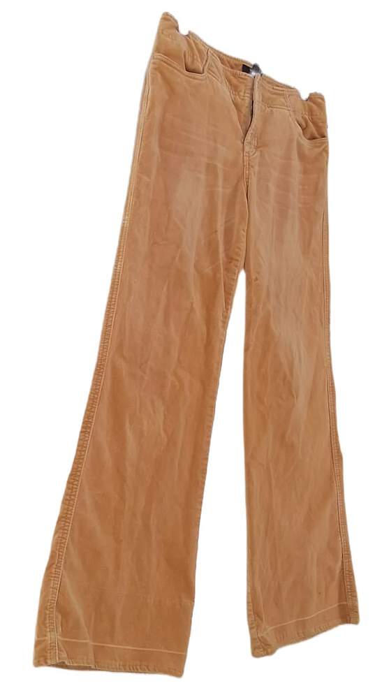 Womens Tan Flat Front Pockets Casual Flared Leg Chino Pants Size 5-6 image number 2