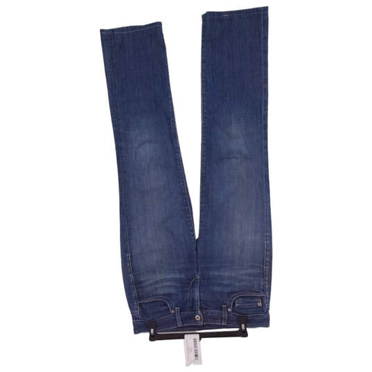 Womens Blue Pockets Low Rise Medium Wash Denim Straight Leg Jeans Size XS image number 2
