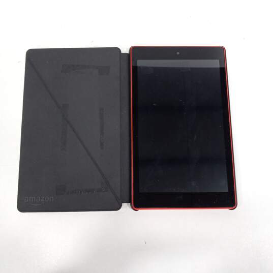 Black & Orange Amazon Fire Tablet w/ In Gray Case image number 1