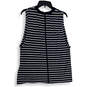 Womens Navy White Striped Sleeveless Crew Neck Activewear Tank Top Size 10 image number 2