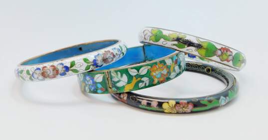 VNTG Multi Color Cloisonné Enamel Floral Bangle Bracelets image number 1