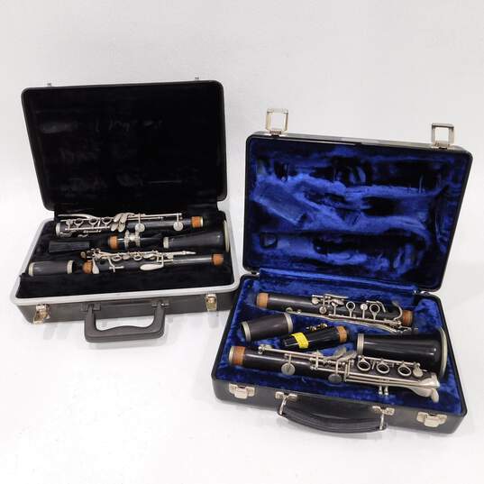 Bundy by Selmer Brand Wooden B Flat Clarinets w/ Cases and Accessories (Set of 2) image number 1