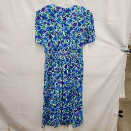 VTG Jessica Howard WM's Blue Floral Cotton Linen Blend Maxi Dress Size16