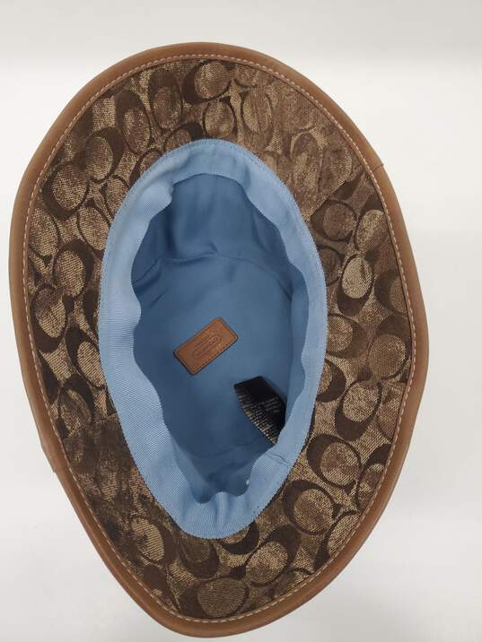 Women COACH Bucket Hat Leather Patchwork Jacquard Used Size-p/s image number 2