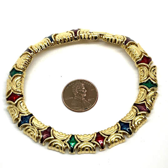 Designer Joan Rivers Gold-Tone Multicolor Enamel Link Chain Bracelet image number 3
