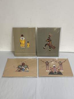 Lot of 4 Print of Native American by Bell Editions 1979 Traditional Framed