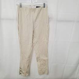 Rag & Bone Simone Pin Stripe Pants Leggings Cream Skinny Ankle Button Sz 4 alternative image