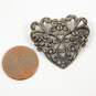 Carolyn Pollack Relios 925 Open Scrolled Floral Heart Brooch 7g image number 6