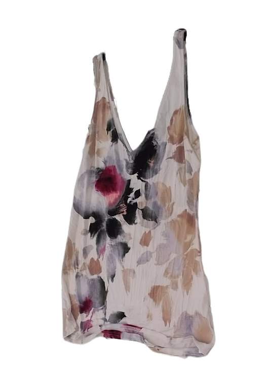 Womens White Floral Sleeveless Casual V Neck Tank Top Size 12 image number 2