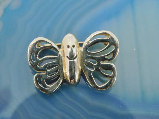 14k Yellow Gold Chunky Butterfly Cut Out Brooch 4.5g image number 1