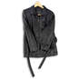 Womens Black Long Sleeve Pockets Belted Full-Zip Leather Jacket Size Large image number 1