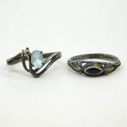 925 Topaz, Cubic Zirconia, M of Pearl & Music Note Variety Rings 12.1g alternative image
