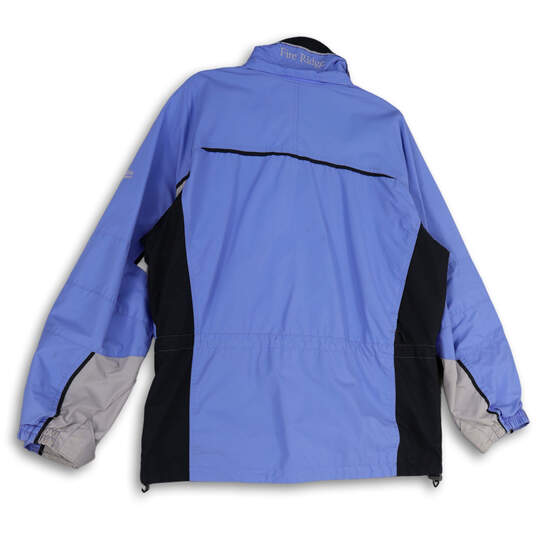 Womens Blue Long Sleeve Mock Neck Full-Zip Windbreaker Jacket Size Large image number 2