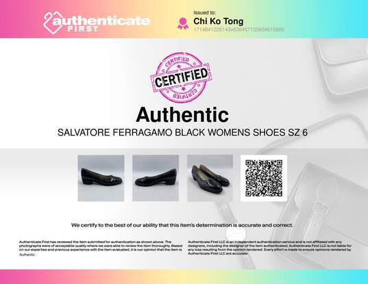 Authentic Salvatore Ferragamo Black Heel Women 6 image number 7
