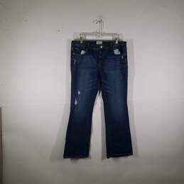 Womens Medium Wash Distressed Denim Bootcut Leg Jeans Size 15/16