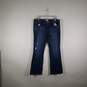 Womens Medium Wash Distressed Denim Bootcut Leg Jeans Size 15/16 image number 1