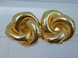 14K Gold Puffed Interlocking Circles Knot Post Earrings 2.4g alternative image