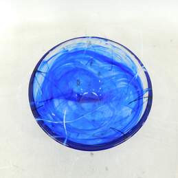 Kosta Boda Blue Swirl Art Glass Bowl alternative image