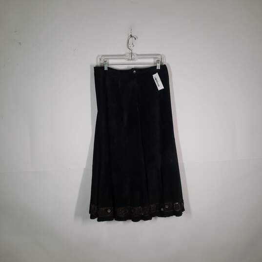 Womens Leather Pleated Regular Fit Flat Front A-line Skirt Size 2 image number 1