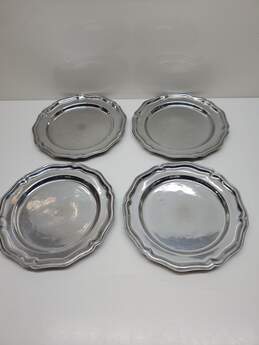 VTG. Set Of 4 Wilton Armetale Queen Anne Pewter Dinner Plates Approx. 10 in.