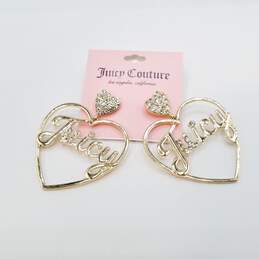 Juicy Couture W/Tag Gold Tone Crystal Heat Hoop Post Earrings 16.8g