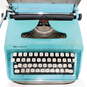 Vintage 1960s Remington Ten Forty Turquoise Blue Portable Typewriter w/ Case image number 2