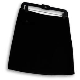 Womens Black Flat Front Elastic Waist Stretch Pull-On A-Line Skirt Size 2 alternative image