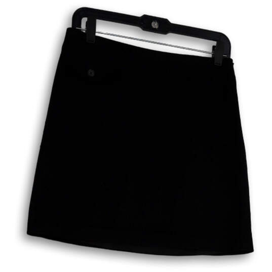 Womens Black Flat Front Elastic Waist Stretch Pull-On A-Line Skirt Size 2 image number 2