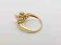 Elegant 14k Yellow Gold Pearl & Spinel Accent Ring 4.5g image number 2