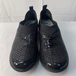 Cloud Steppers by Clarks Black Faux Snake Skin Slip-Ons, Sz. 8M