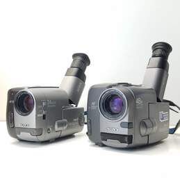 Set of 2 Handycam Video8 Camcorders FOR PARTS OR REPAIR