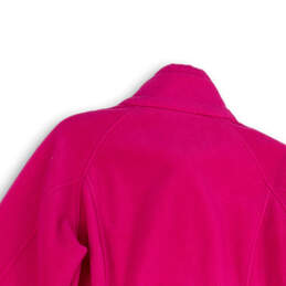 Womens Pink Fleece Long Sleeve Pockets Mock Neck Full-Zip Jacket Size L