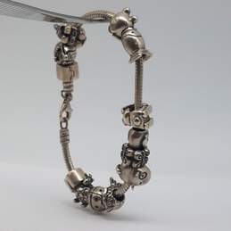 Sterling Silver Snakeskin Bracelet w/13 Charms Only 10 Side Charms Are Marked 925 52.9g