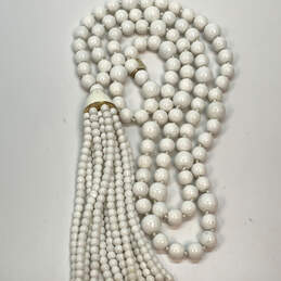 Designer Kenneth Jay Lane Gold-Tone White Beaded Tassel Pendant Necklace alternative image