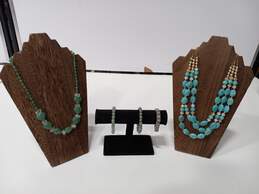 5 Piece Green and Blue Bead Jewelry Bundle