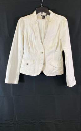 White House Black Market Womens White Long Sleeve Collared Basic Jacket Size 8