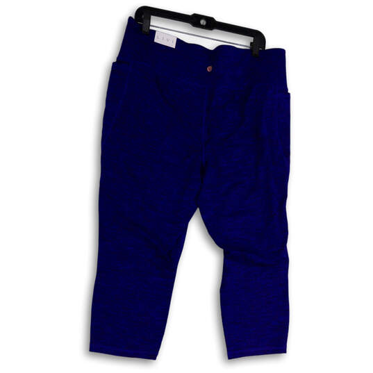 Womens Blue Elastic Waist Stretch Pockets Pull-On Capri Leggings Size 18/20 image number 2