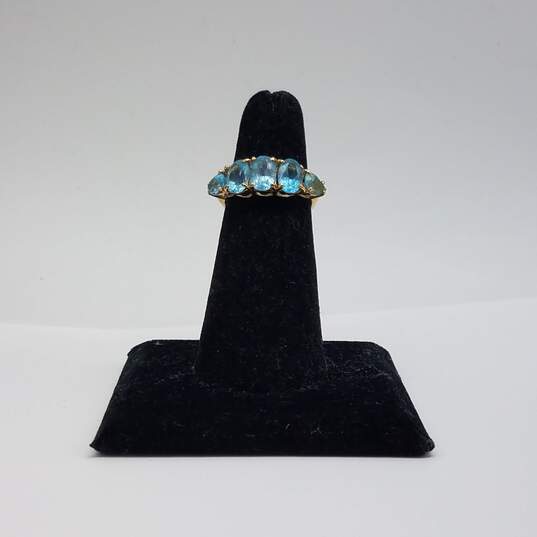 Sanuk 10k Gold Blue Gemstone Sz 5 1/2 Ring 2.4g image number 2
