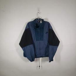 Mens Colorblock Mock Neck Long Sleeve Full-Zip Windbreaker Jacket Size Large