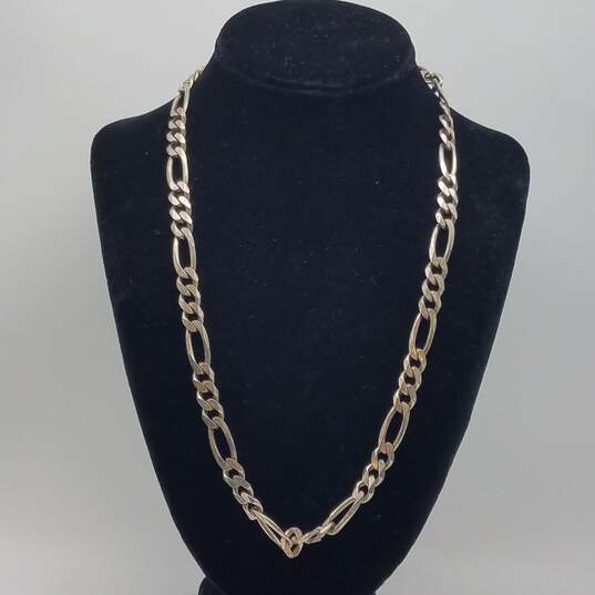 Sterling Silver Figaro Chain Link 22" Necklace 73.5g image number 1