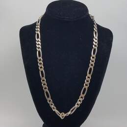 Sterling Silver Figaro Chain Link 22" Necklace 73.5g