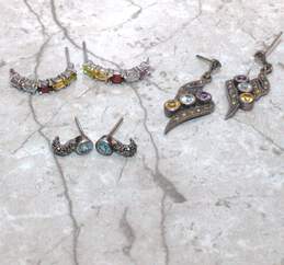 Sterling Silver Assortment Of Gemstones Earrings Set Of 3 alternative image