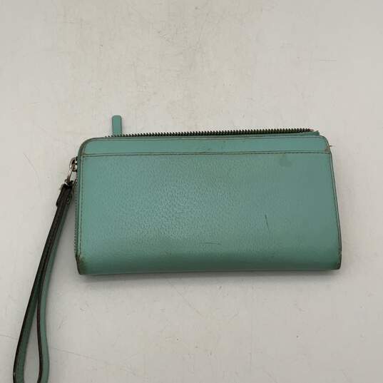 Kate Spade Womens Turquoise Tan Inner Zipper Pocket Clutch Wristlet Wallet image number 1