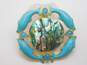 925 Sajen Turquoise Abalone & Aqua Chalcedony Dolphin Brooch image number 1