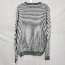 NWT MN's Cotton & Cashmere Blend Gray Stripe Crewneck Sweater Size L alternative image