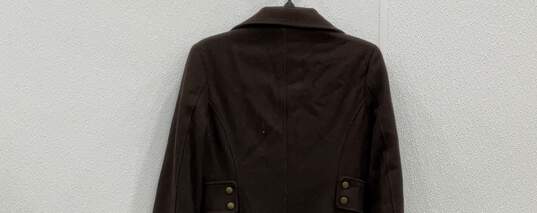 Womens Brown Pocket Long Sleeve Full-Zip Collared Trench Coat Size Small image number 4